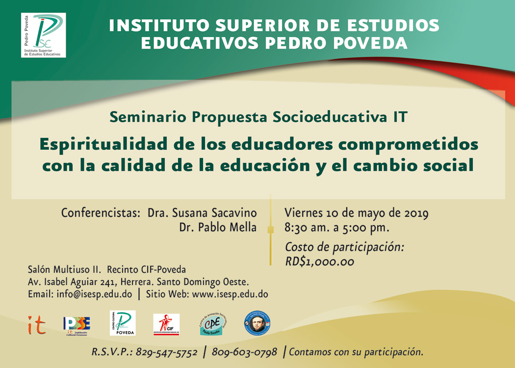 Seminario Propuesta Socioeducativa IT titulado: Espiritualidad de los Educadores comprometidos con la calidad de la educación y el cambio social